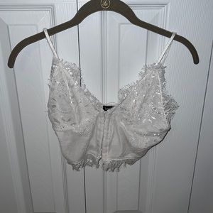 Boohoo white lace top